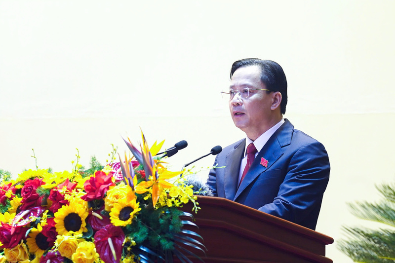 Ông Hoàng Văn Nghiệm, Bí thư Tỉnh ủy, Trưởng Đoàn đại biểu Quốc hội tỉnh Lạng Sơn phát biểu khai mạc