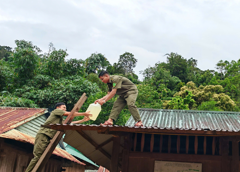 Xã A Vương hỗ trợ người cân chèn chống nhà cửa. Ảnh: Xã A Vương.