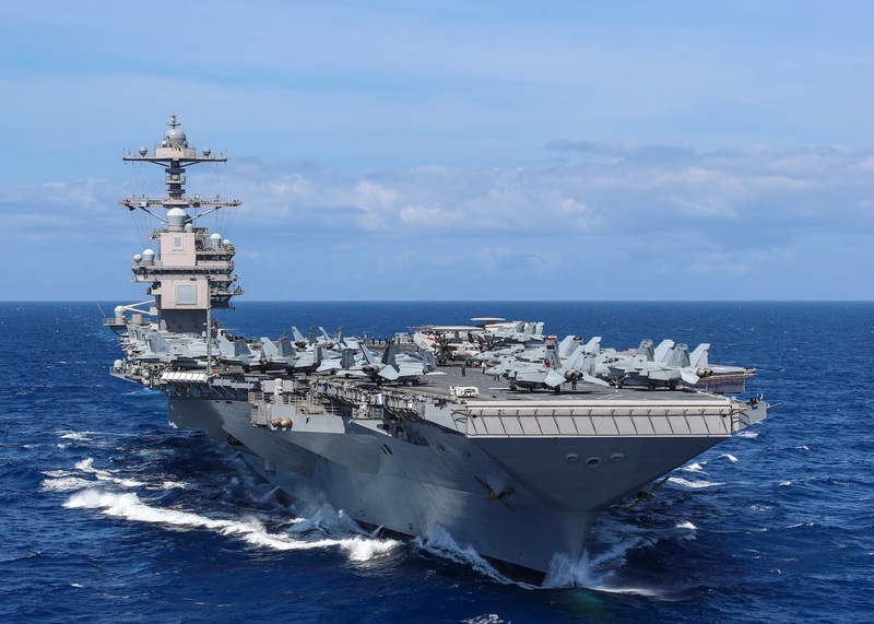Với lượng choán nước 100.000 tấn, USS Gerald R. Ford được ví như “quái vật thép” trên đại dương. Ảnh: U.S. Navy