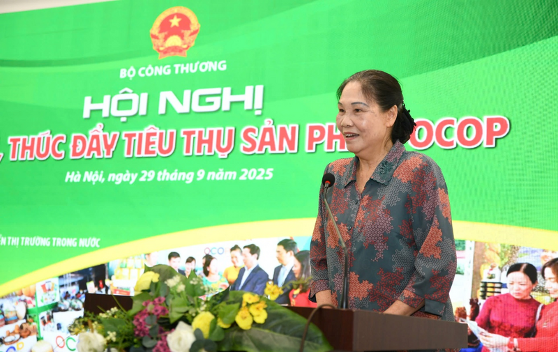 Nghệ nhân Hà Thị Vinh phát biểu tại hội nghị (Ảnh: Nam Nguyễn)