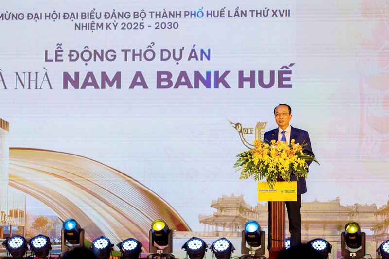 Ông Phan Quý Phương, Phó Chủ tịch UBND TP. Huế phát biểu tại Lễ động thổ Tòa nhà Nam A Bank Huế.
