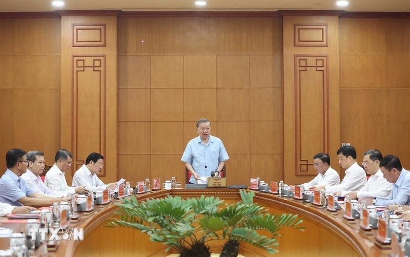 Tổng Bí thư Tô Lâm chủ trì cuộc họp Thường trực Ban Chỉ đạo Trung ương về phòng, chống tham nhũng, lãng phí, tiêu cực. Ảnh: Phương Hoa/TTXVN