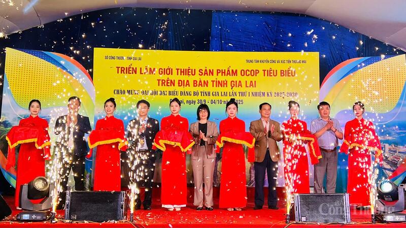 Các đại biểu cắt băng khai mạc triển lãm. Ảnh: Hiền Mai