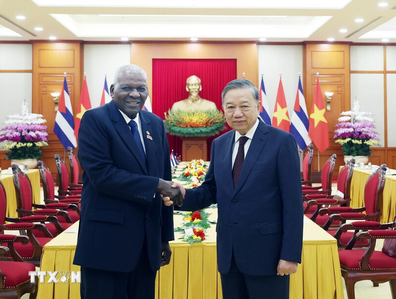 Tổng Bí thư Tô Lâm tiếp Chủ tịch Quốc hội Cuba Esteban Lazo Hernández sang thăm chính thức Việt Nam. Ảnh: Thống Nhất/TTXVN.