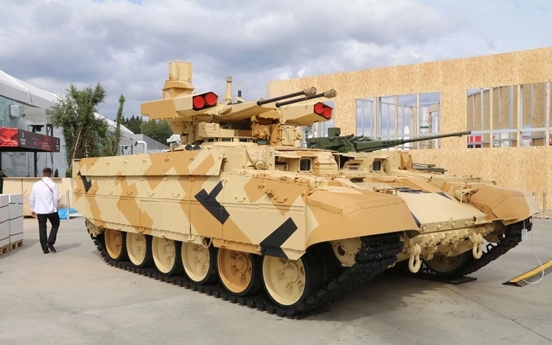 Xe chiến đấu yểm trợ tăng - BMPT Terminator-2. Ảnh: TASS