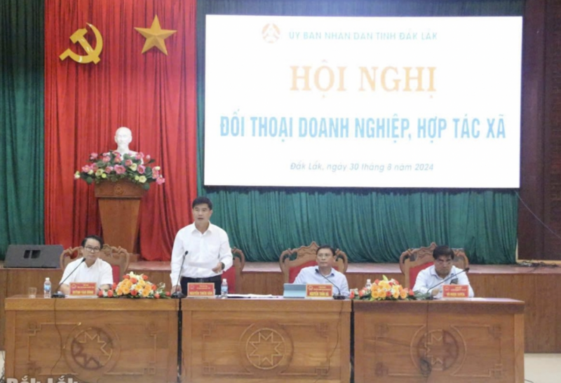 UBND tỉnh Đắk Lắk đã tổ chức Hội nghị đối thoại với doanh nghiệp, hợp tác xã vào tháng 8/2024. Ảnh: Thùy Dung