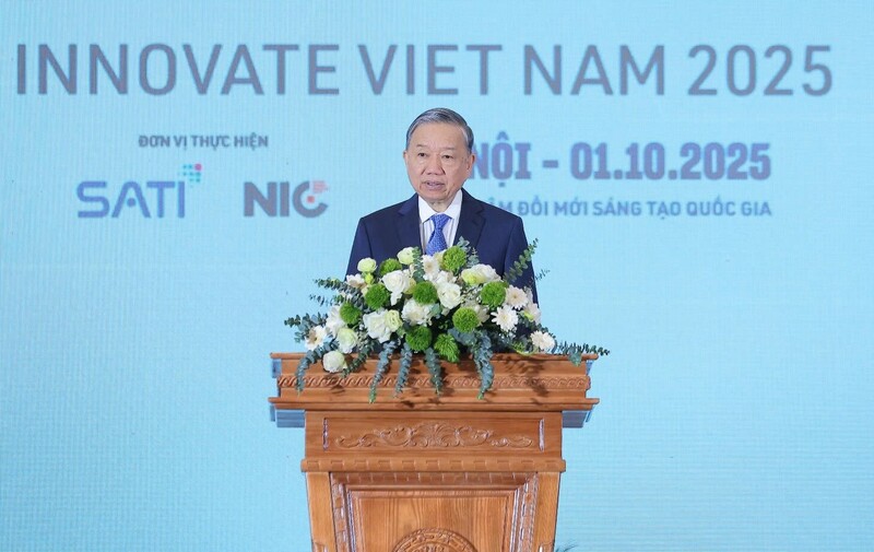 Tổng Bí thư Tô Lâm phát biểu chỉ đạo tại Lễ hưởng ứng Ngày hội Đổi mới sáng tạo quốc gia 2025.