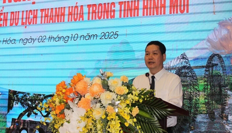 Ông Phạm Nguyên Hồng, Giám đốc Sở Văn hóa, Thể thao và Du lịch Thanh Hóa phát biểu tại sự kiện. Ảnh: Hoài Anh