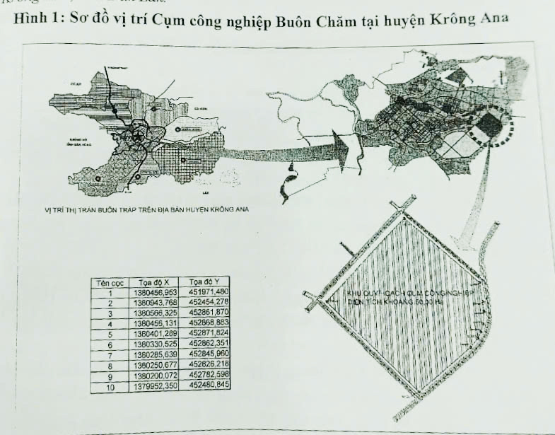 Sơ đồ Cụm công nghiệp Buôn Chăm. Ảnh: Vân Anh
