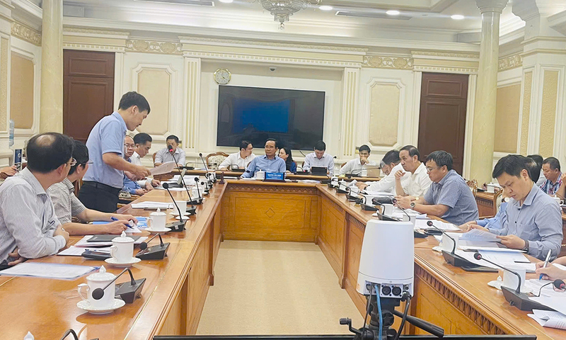 Toàn cảnh buổi làm việc giữa Chủ tịch UBND TP. Hồ Chí Minh và đoàn công tác của EVNNPT