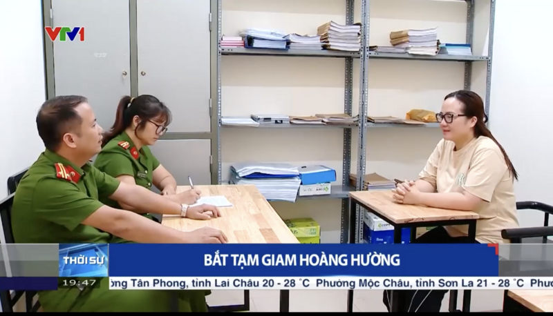 Hoàng Hường khai trước cơ quan điều tra. Ảnh chụp màn hình.