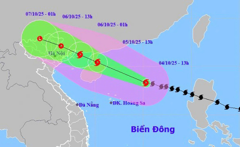 Hướng di chuyển của bão Matmo.