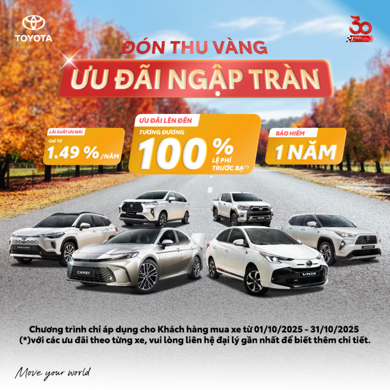 Toyota tung ưu đãi khủng cho khách mua xe trong tháng 10