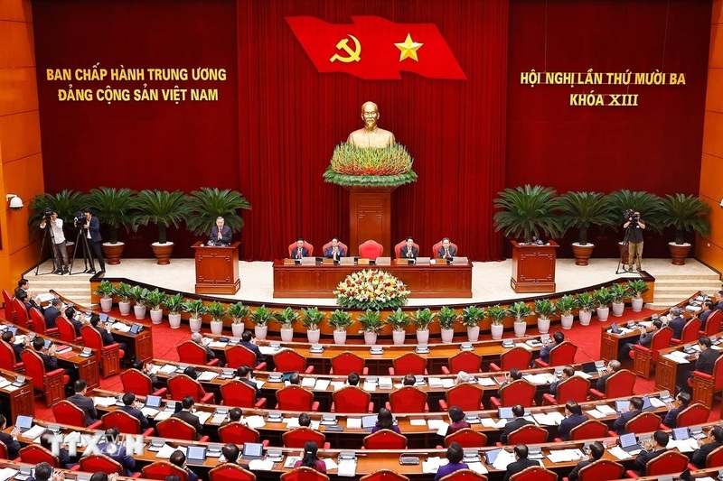Phiên khai mạc Hội nghị lần thứ 13, Ban Chấp hành Trung ương Đảng khóa XIII. Ảnh: Doãn Tấn/TTXVN.