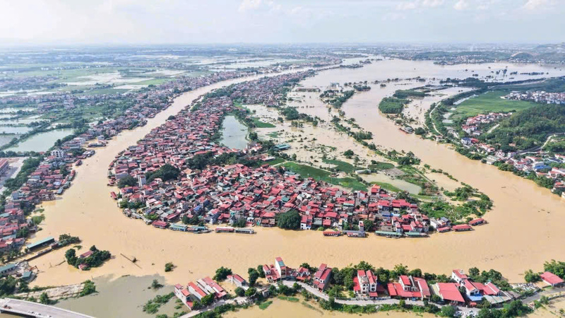 Nước lũ ngập cao tại phường Vân Hà - Bắc Ninh. Nguồn: CTTĐT Bắc Ninh