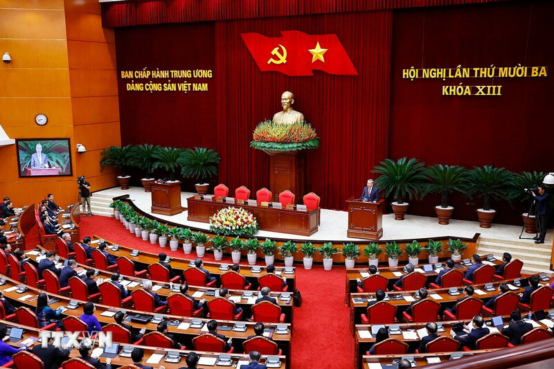 Phiên bế mạc Hội nghị lần thứ 13 Ban Chấp hành Trung ương Đảng khóa XIII. Ảnh: TTXVN