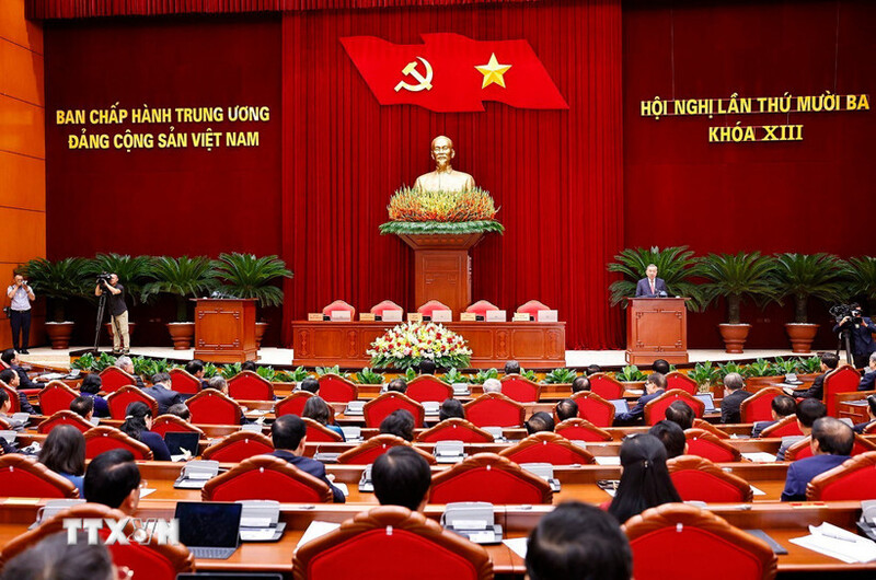 Hội nghị lần thứ 13 Ban Chấp hành Trung ương Đảng khóa XIII. Ảnh: TTXVN