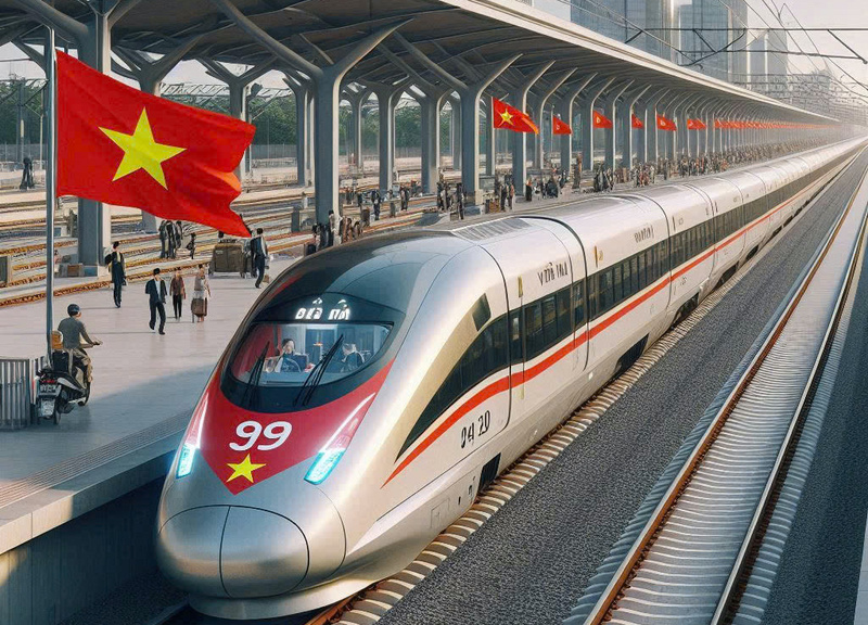 Các dự án đường sắt mở ra thị trường 100 tỷ USD, tạo "sân chơi" cho các doanh nghiệp Việt Nam. Ảnh minh họa AI