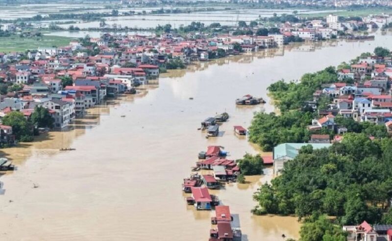 Lũ lụt bao vây nhiều xã, phường ở Bắc Ninh. Ảnh:BN
