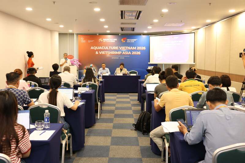 Ban tổ chức họp báo thông tin về hai triển lãm lớn "VietShrimp Asia và Aquaculture Vietnamtrong" ngành thủy sản sẽ diễn ra trong năm 2026 . Ảnh: BTC