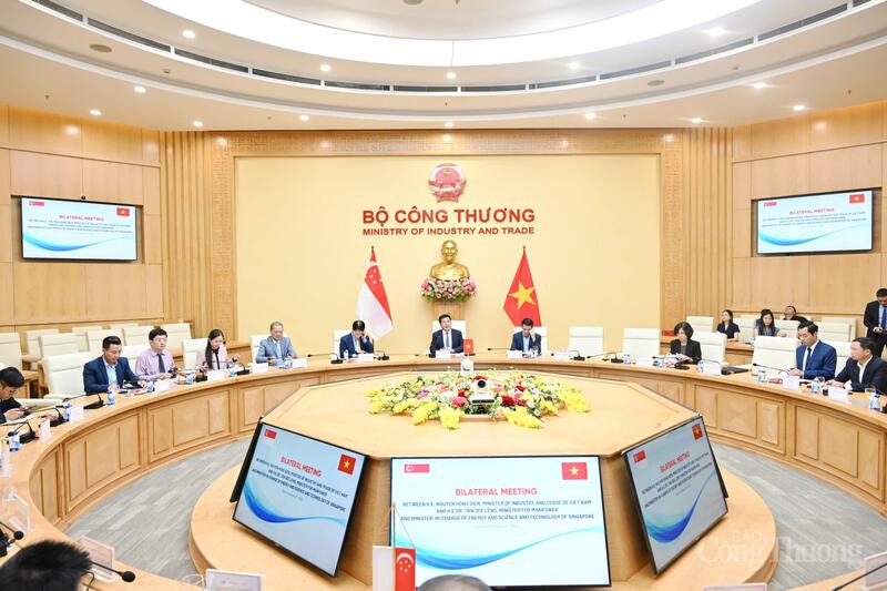 Lãnh đạo các Cục, Vụ, Viện, đơn vị chức năng trong Bộ Công Thương cùng tham dự hội đàm.