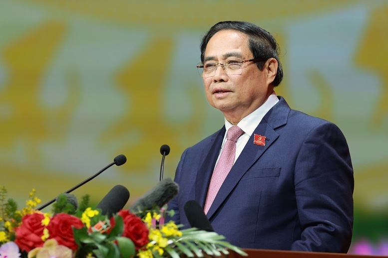 Đồng chí Phạm Minh Chính, Ủy viên Bộ Chính trị, Bí thư Đảng ủy Chính phủ, Thủ tướng Chính phủ phát biểu bế mạc Đại hội - Ảnh: VGP/Nhật Bắc