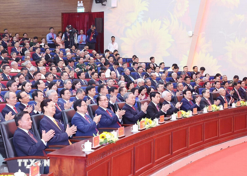 Tổng Bí thư Tô Lâm cùng các đại biểu dự Đại hội. Ảnh: TTXVN