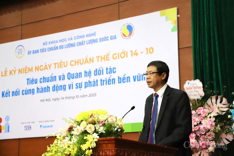 Thứ trưởng Bộ Khoa học và Công nghệ Lê Xuân Định phát biểu tại lễ kỷ niệm. Ảnh: Hồng Vân.