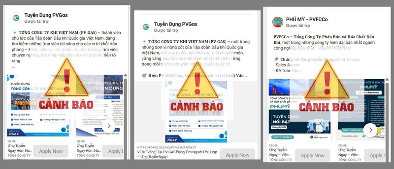 Các trang Fanpage giả mạo Petrovietnam và các đơn vị thành viên (Ảnh Petrovietnam)