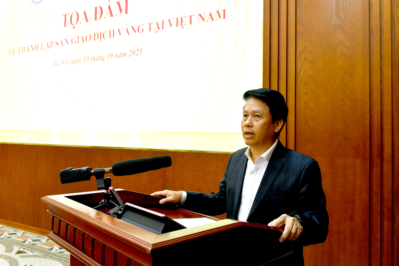 Phó Thống đốc Ngân hàng Nhà nước Phạm Tiến Dũng phát biểu tại tọa đàm. Ảnh: SBV
