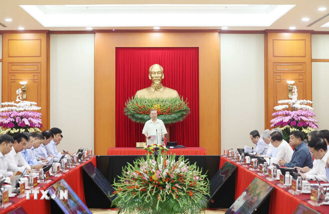 Tổng Bí thư Tô Lâm, Trưởng Ban Chỉ đạo Trung ương phát biểu. Ảnh: TTXVN