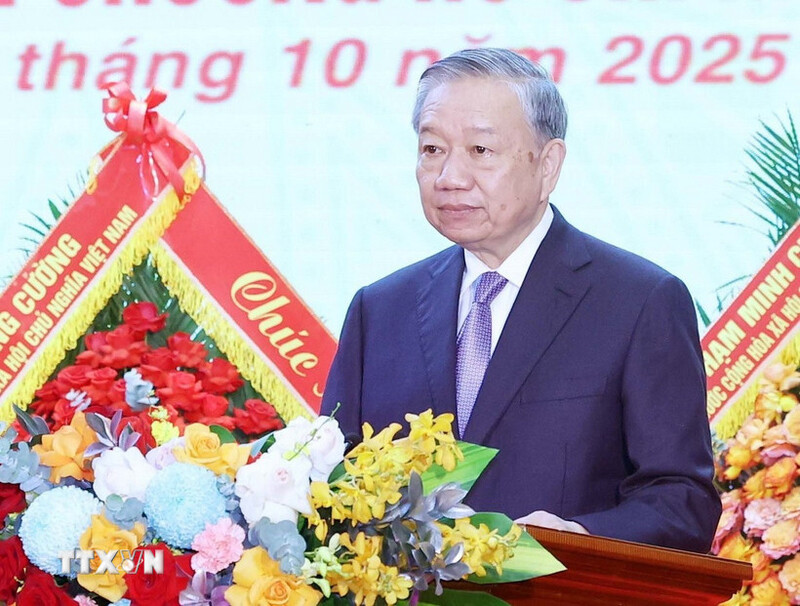 Tổng Bí thư Tô Lâm phát biểu chỉ đạo tại Lễ kỷ niệm. Ảnh: TTXVN