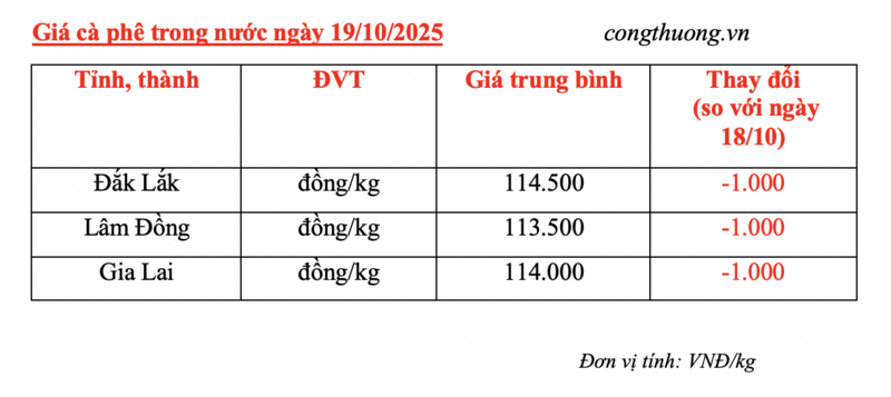 Giá cà phê hôm nay 19/10/2025: Thị trường nội địa sụt giảm - 4