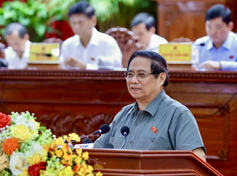 Thủ tướng Chính phủ Phạm Minh Chính phát biểu tại buổi tiếp xúc.
