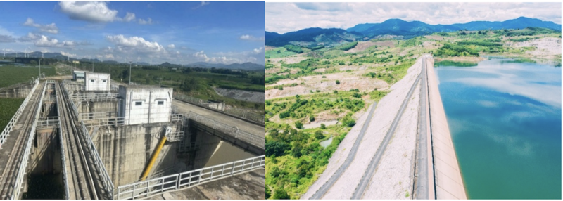 Khu vực Đập tràn An Khê (trái) và Đập dâng Ka Nak (phải).Ảnh: TH, Trường An VHAK