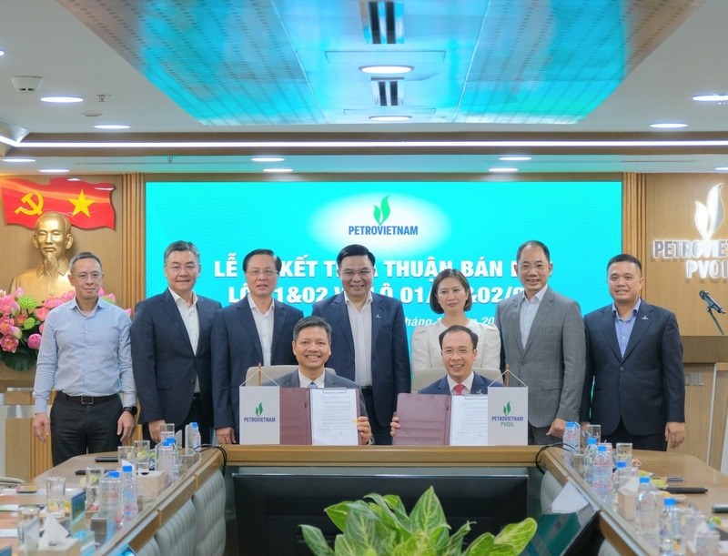 Lãnh đạo Tập đoàn chứng kiến nghi thức ký kết Thỏa thuận bán dầu Dự án Lô 01&02 (Ảnh Petrovietnam)