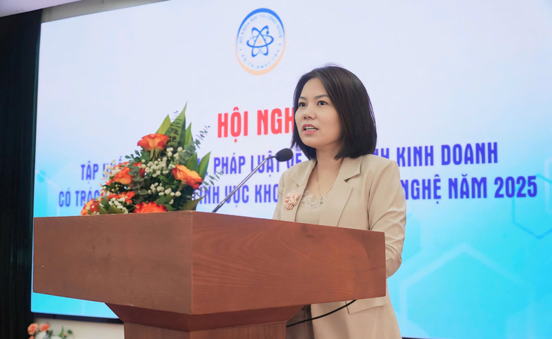 TS Nguyễn Như Quỳnh, Vụ trưởng Vụ Pháp chế (Bộ Khoa học và Công nghệ) phát biểu tại Hội thảo. Ảnh: Hạo Thiên
