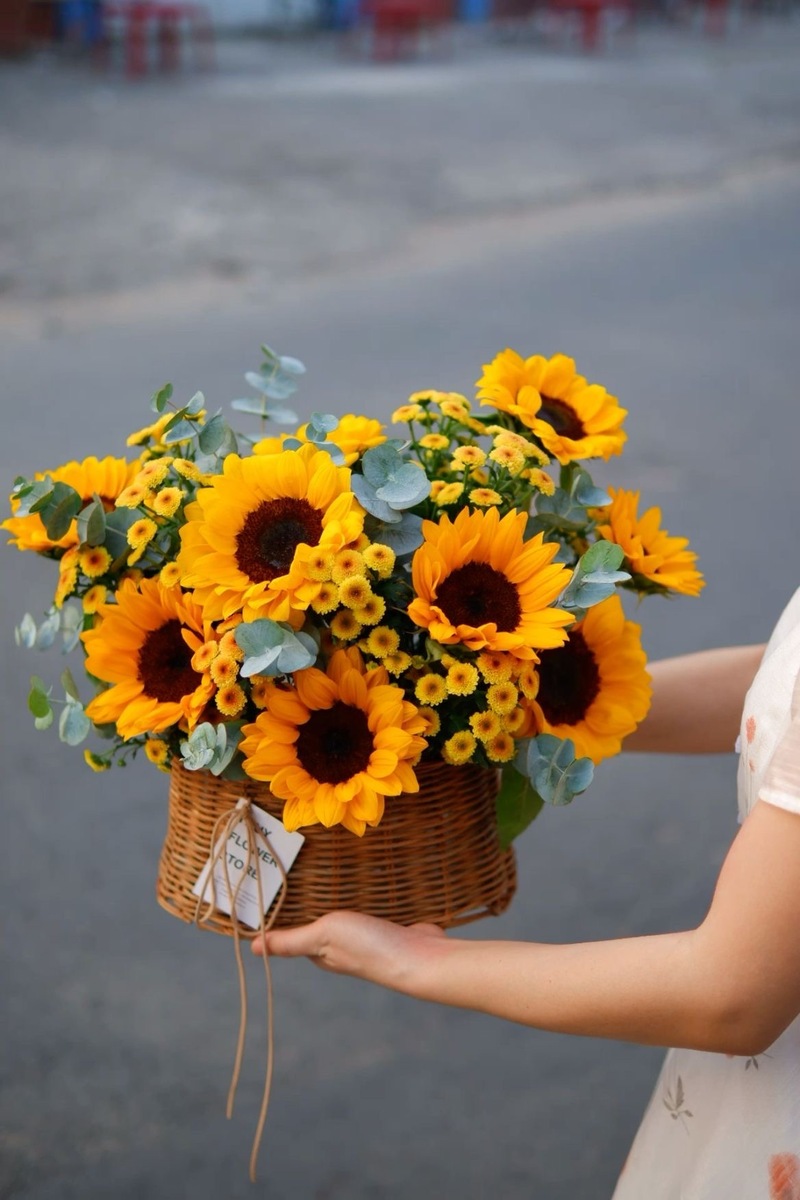 Những đóa hướng dương rực rỡ tượng trưng cho niềm tin và sự biết ơn chân thành mà học trò gửi đến thầy cô.