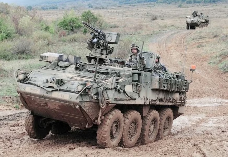Không chỉ mạnh mẽ về giáp và hỏa lực, Stryker phiên bản A1 còn khiến thế giới chú ý khi được trang bị hệ thống laser 50kW DE M-SHORAD. Ảnh: Militarnyi