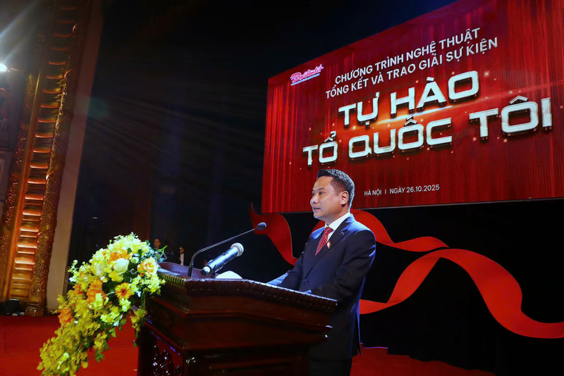 Tổng Biên tập Báo Đại đoàn kết Trương Thành Trung phát biểu tại chương trình. Ảnh: Lê Khánh