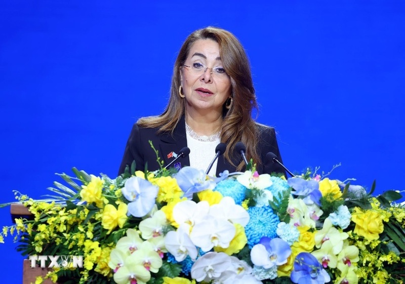Giám đốc điều hành Cơ quan Phòng chống ma tuý và tội phạm của Liên hợp quốc (UNODC) Ghada Waly phát biểu. Ảnh: Phạm Kiên/TTXVN