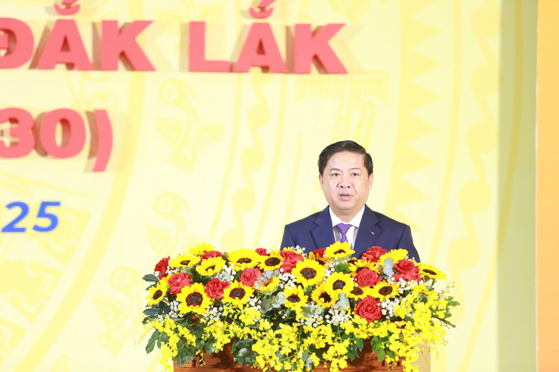 Ông Lương Nguyễn Minh Triết - Bí thư Tỉnh ủy Đắk Lắk phát biểu chỉ đạo Đại hội Thi đua yêu nước tỉnh Đắk Lắk lần thứ I. Ảnh: Tuấn Hải