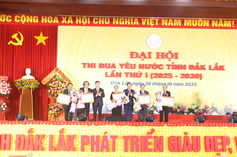Tặng bằng khen cho các cá nhân có thành tích trong phong trào thi đua yêu nước tỉnh Đắk Lắk. Ảnh: Tuấn Hải