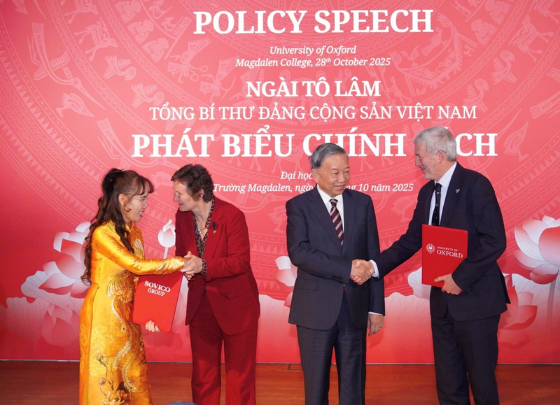 Tổng Bí thư Tô Lâm hoan nghênh các hợp tác của doanh nghiệp Việt Nam với Đại học Oxford và chúc mừng Chương trình Học bổng Tiên phong Oxford