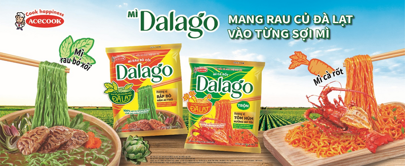 Mì Dalago - Sản phẩm mới của Acecook mang nguyên liệu rau củ vào sợi mì