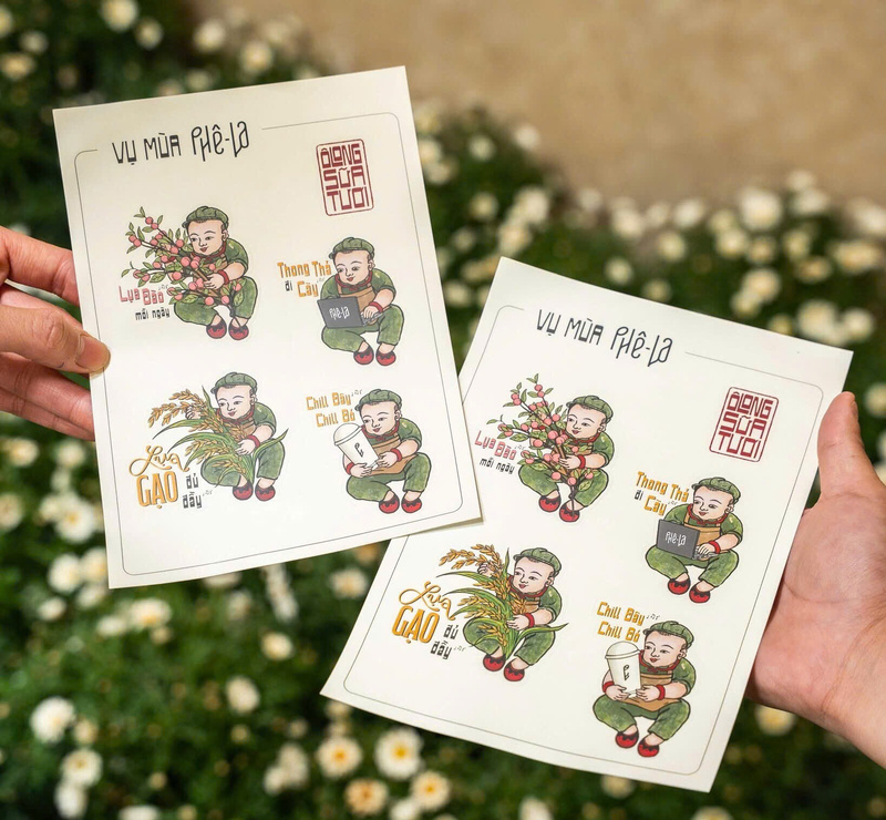 Bộ sticker lấy cảm hứng từ tranh Đông Hồ. Ảnh: Fanpage chính thức của Phê La