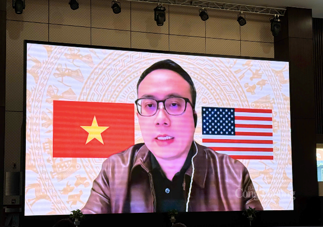 Ông Đỗ Ngọc Hưng, đại diện Thương vụ Việt Nam tại Hoa Kỳ chia sẻ tại hội thảo. Ảnh chụp màn hình