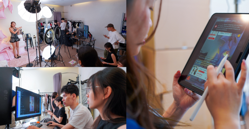 Đội ngũ LSOUL và Shopee theo dõi vận hành phiên livestream.