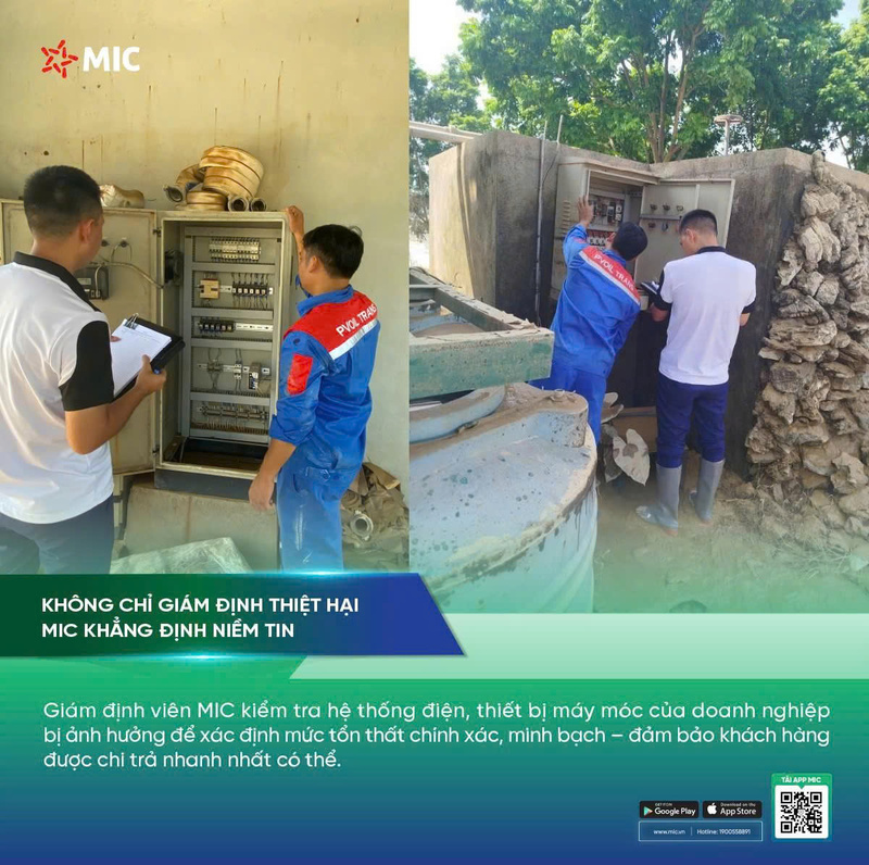 Nhân viên kỹ thuật MIC hỗ trợ khách hàng trong và sau bão Matmo.