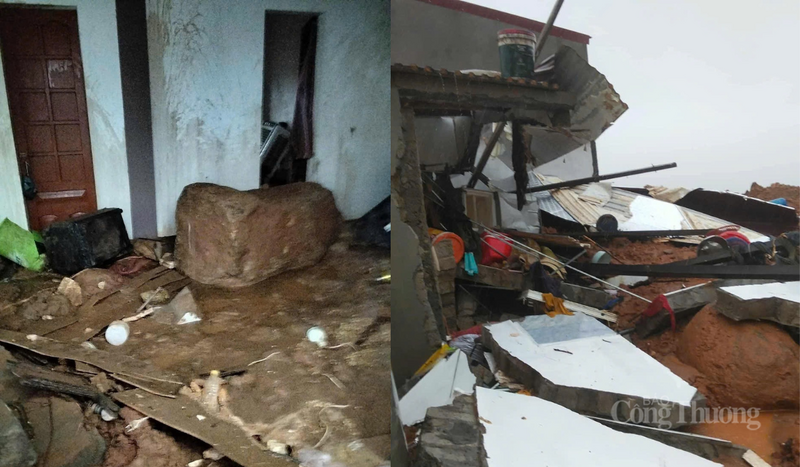 Sạt lở vùi lấp nhà, trang trại của người dân xã Cẩm Trung. Ảnh: Người dân cung cấp